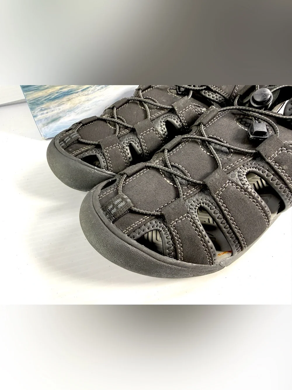 Khombu Mens Black Closed-Toe Sport Sandals 12